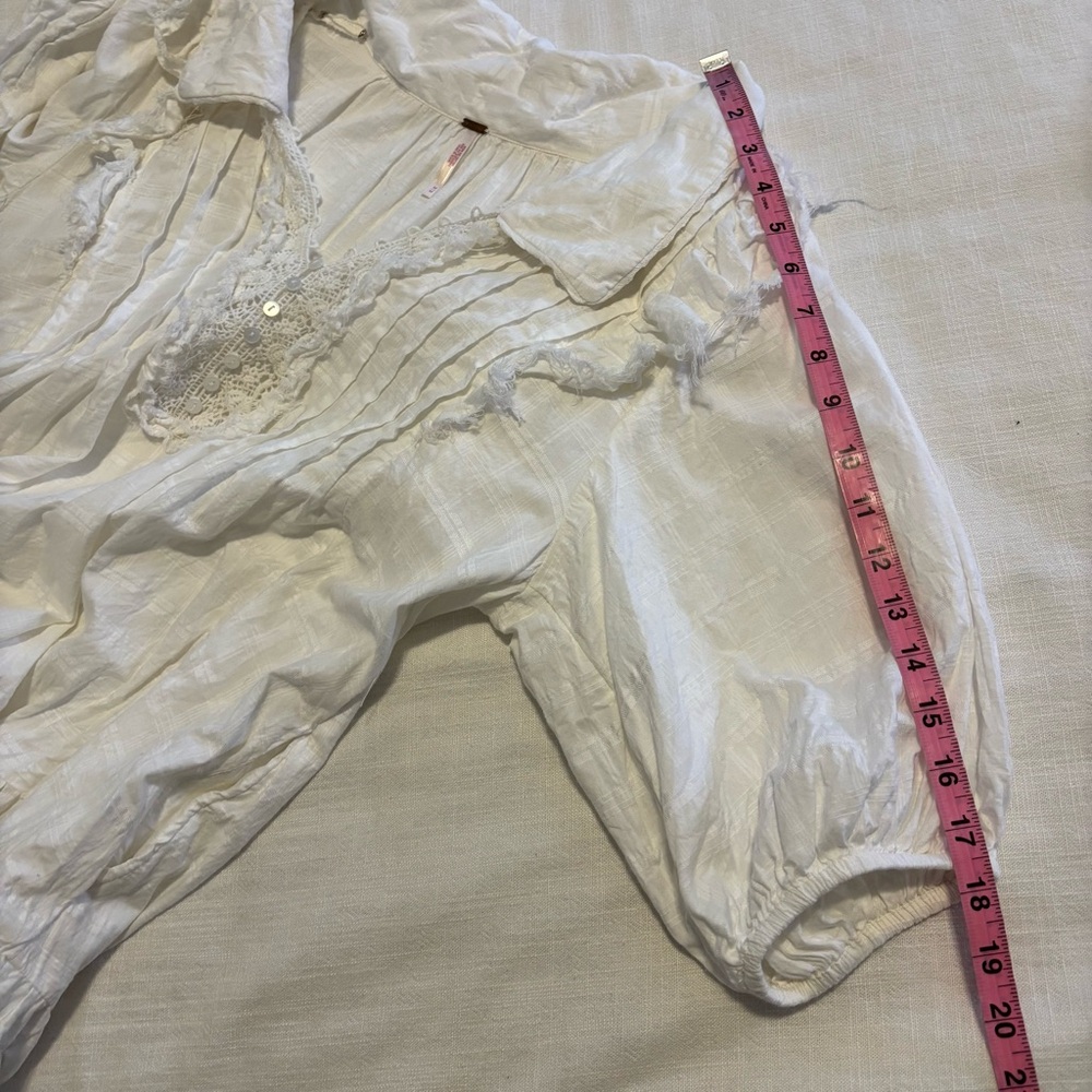 Free People White Lace-Trim V-Neck Mini Dress - Picture 7 of 14